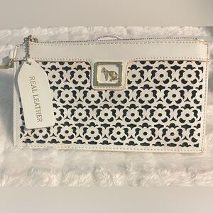 Emma Fox White and Black Floral Leather Clutch 🌷🤍🌷